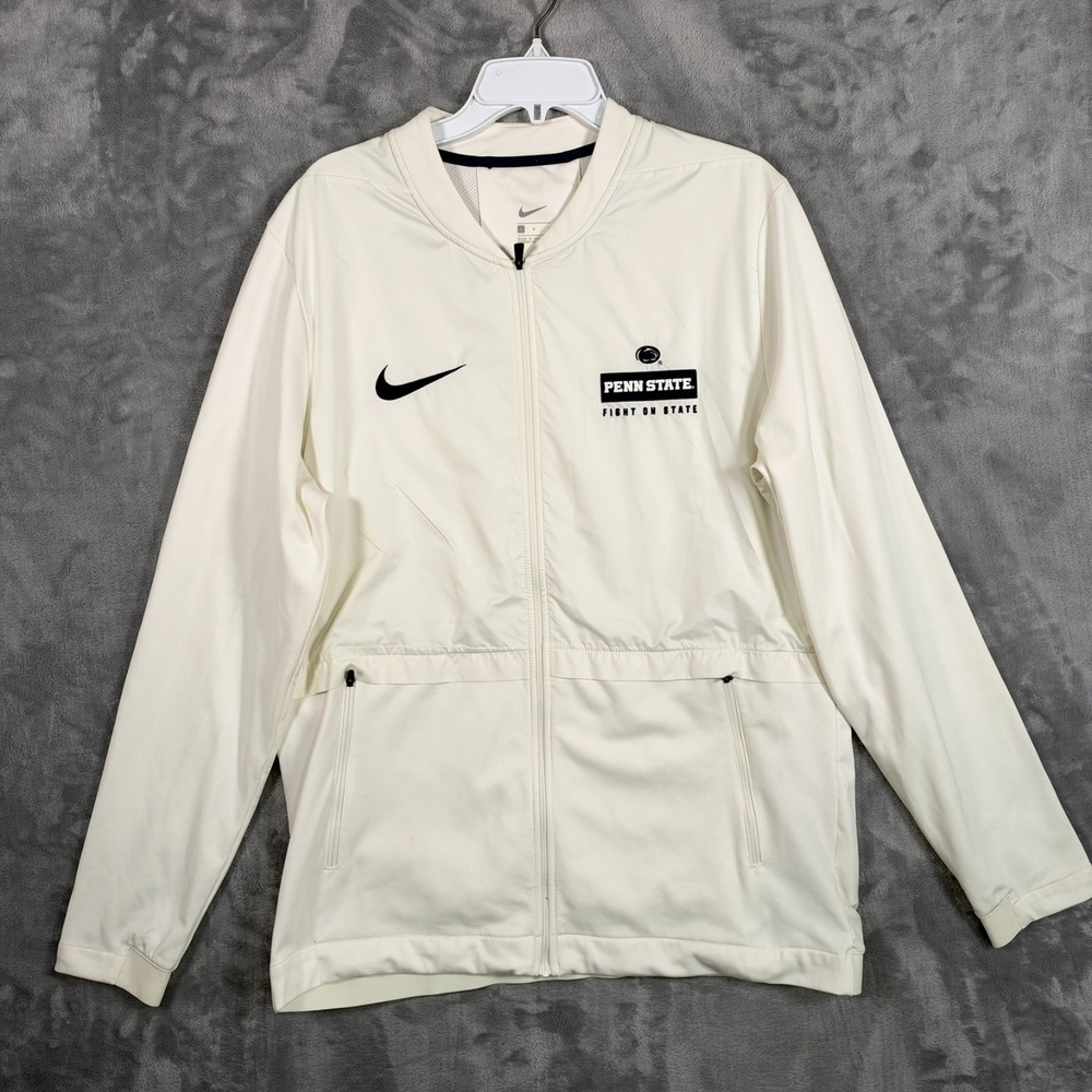 Nike Penn State Nittany Lions Jacket Mens Large White Lightweight Sideline Cream